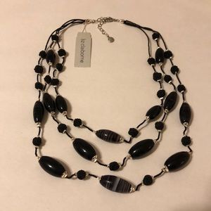 Liz Claiborne black beaded necklace